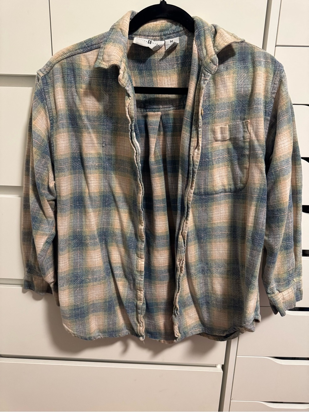 Vintage Cotton Ginny Plaid Long-Sleeve Button-Up Shirt - Blue & Cream